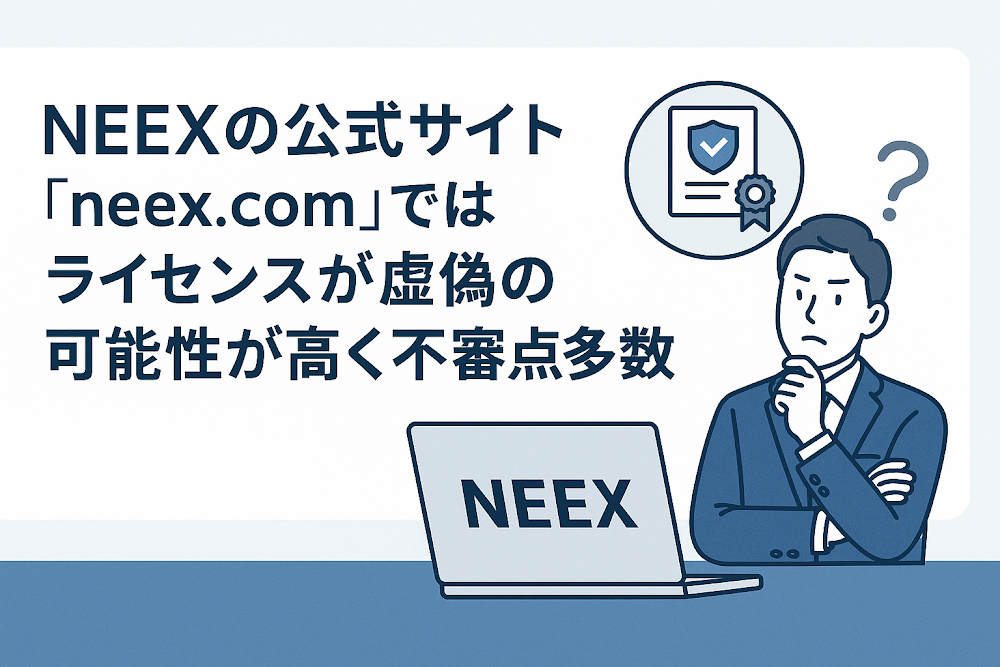 NEEXの公式サイト「neex.com」ではライセンスが虚偽の可能性が高く不審点多数