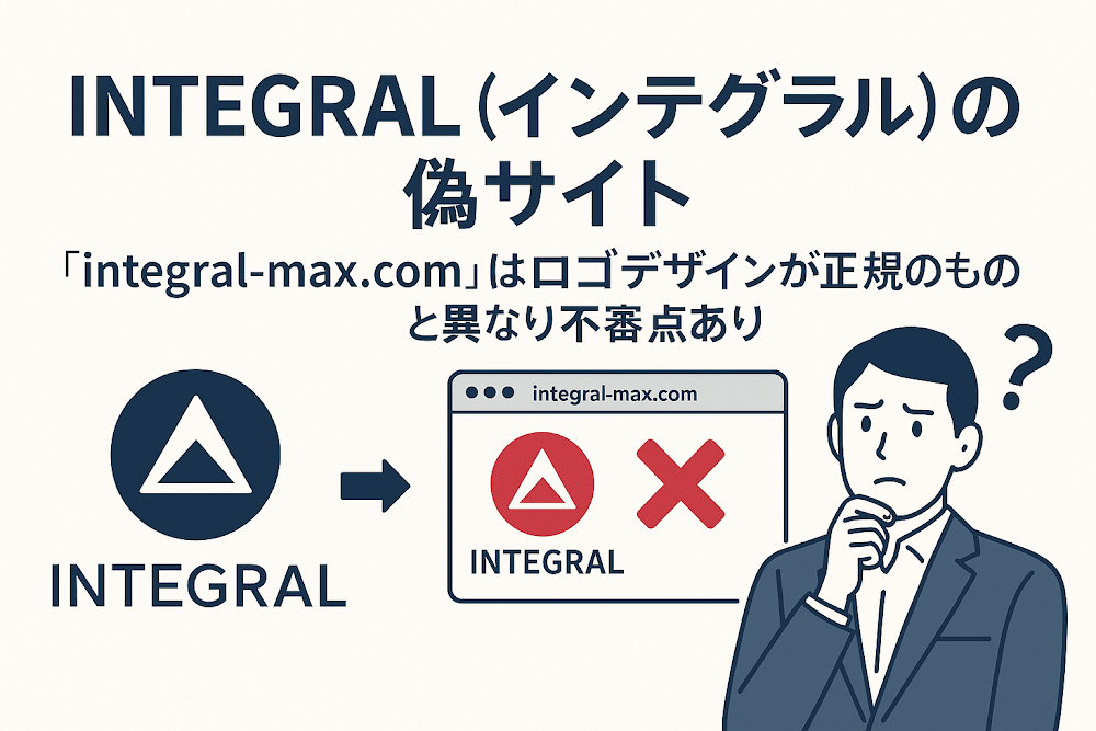 INTEGRAL(インテグラル)の偽サイト「integral-max.com」はロゴデザインが正規のものと異なり不審点あり