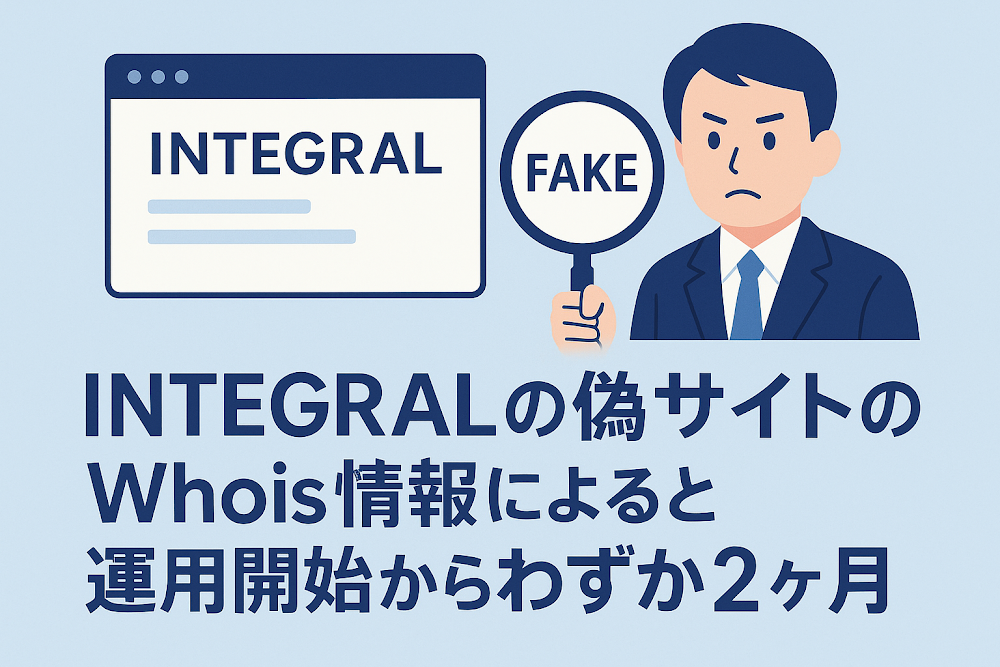 INTEGRAL(インテグラル)の偽サイトのWhois情報によると運用開始からわずか2ヶ月