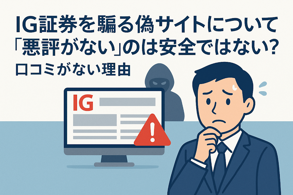 IG証券を騙る偽サイトについて「悪評がない」のは安全ではない？口コミがない理由
