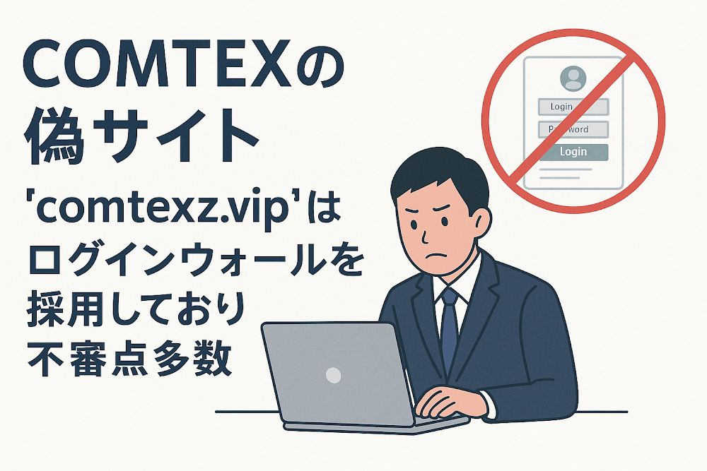COMTEXの偽サイト「comtexz.vip」はログインウォールを採用しており不審点多数