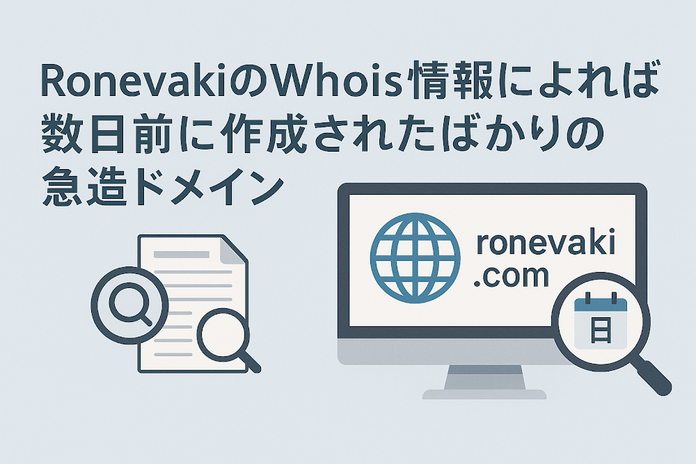 RonevakiのWhois情報によれば数日前に作成されたばかりの急造ドメイン