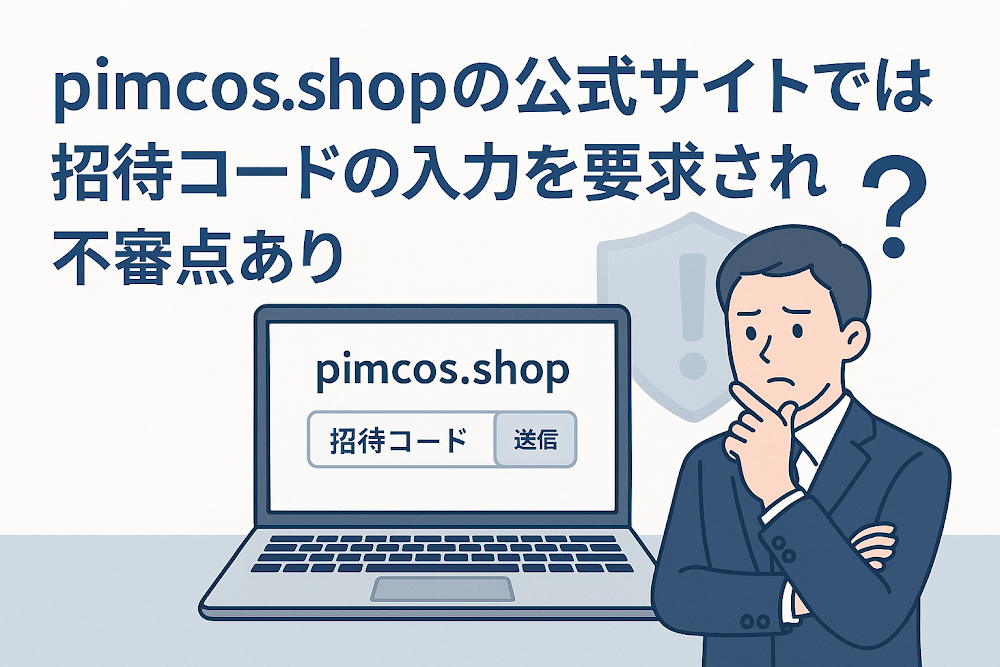 pimcos.shopの公式サイトでは招待コードの入力を要求され不審点あり