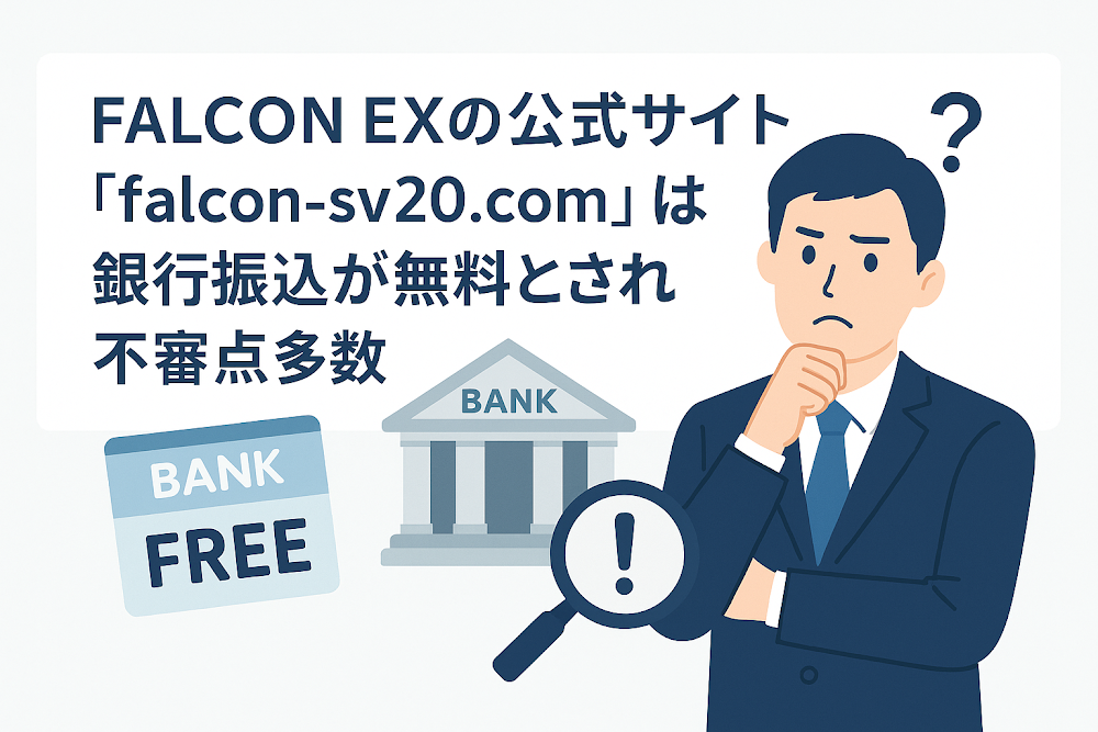 FALCON EX（falcon-sv20.com）は銀行振込が無料とされ不審点多数