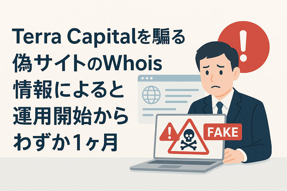Terra Capitalを騙る偽サイトのWhois情報によると運用開始からわずか1ヶ月