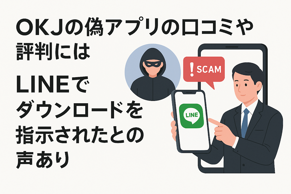 OKJの偽アプリの口コミや評判には「LINEでダウンロードを指示された」との声あり