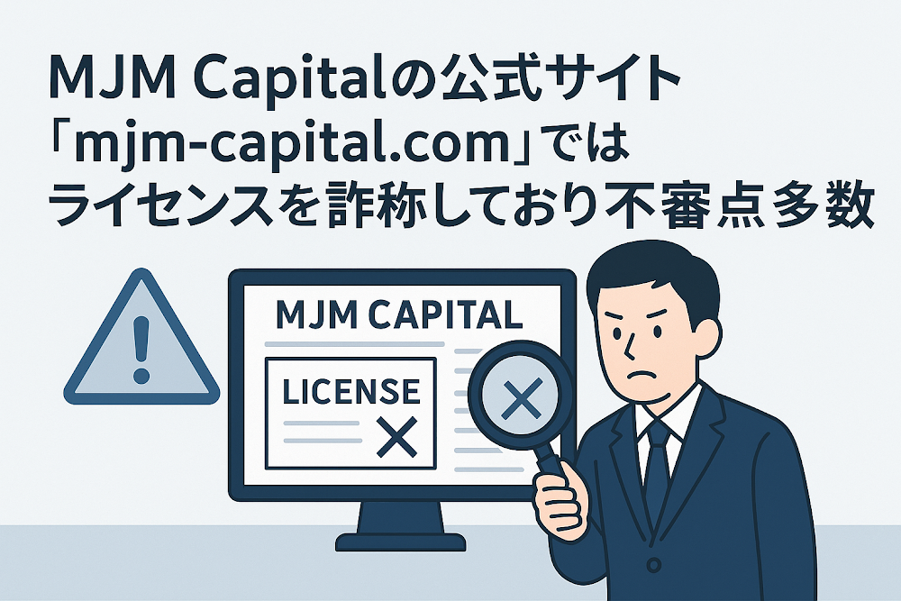 MJM Capitalの公式サイト「mjm-capital.com」ではライセンスを詐称しており不審点多数