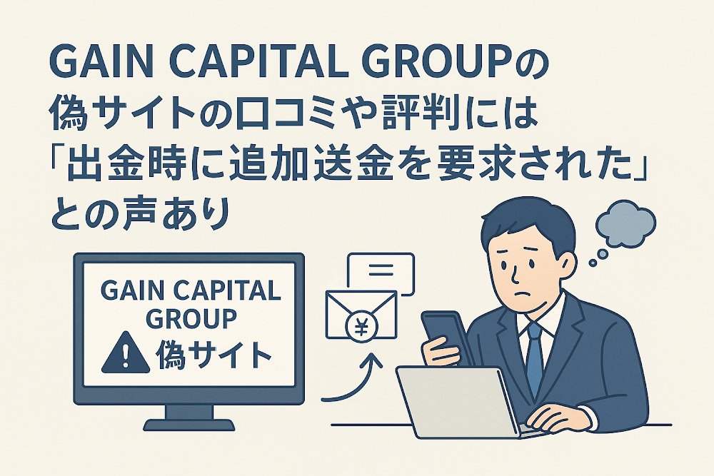 GAIN CAPITAL GROUPの偽サイトの口コミや評判には「出金時に追加送金を要求された」との声あり