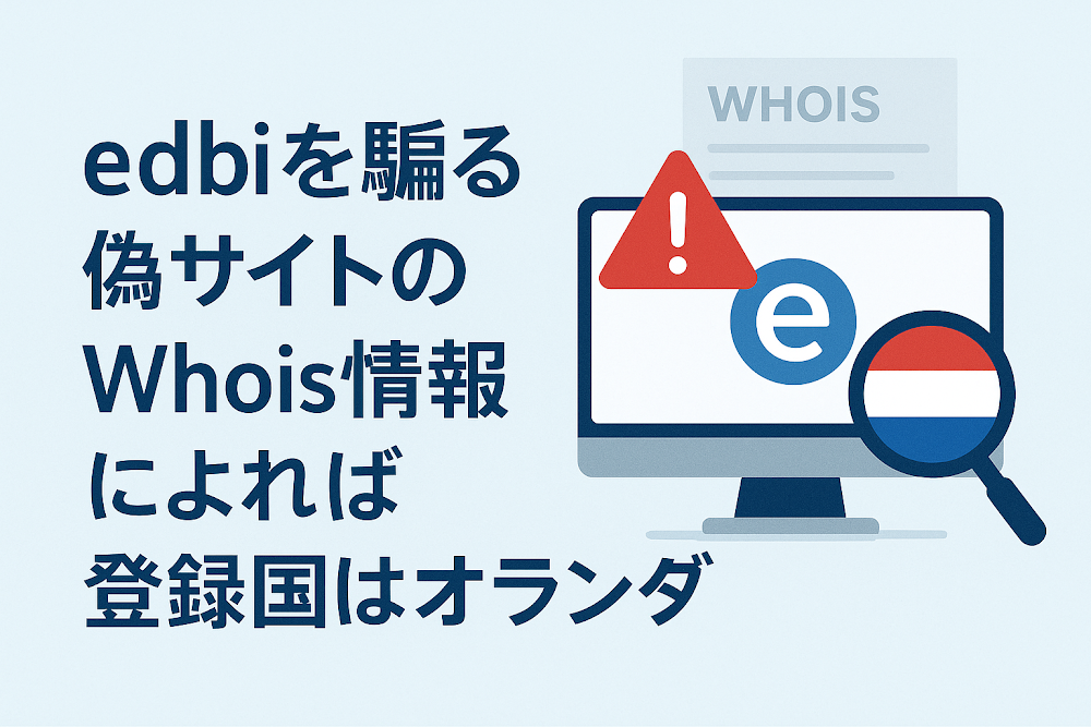 edbiを騙る偽サイトのWhois情報によれば登録国はオランダ