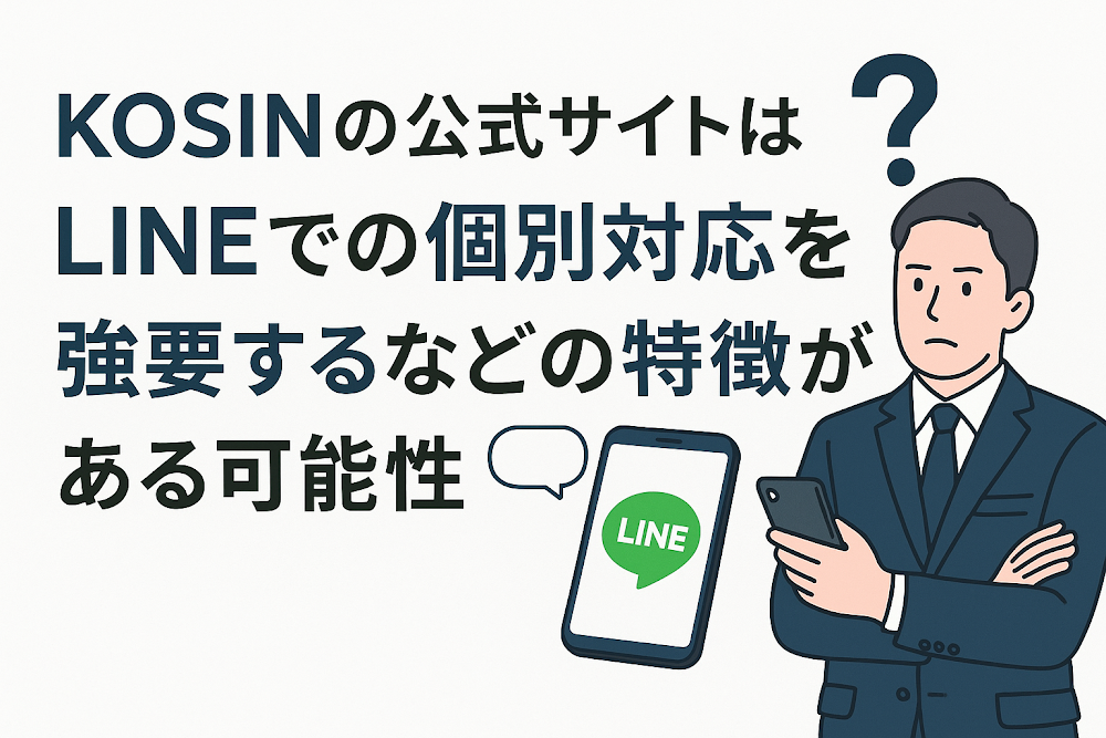 KOSINの公式サイトはLINEでの個別対応を強要するなどの特徴がある可能性