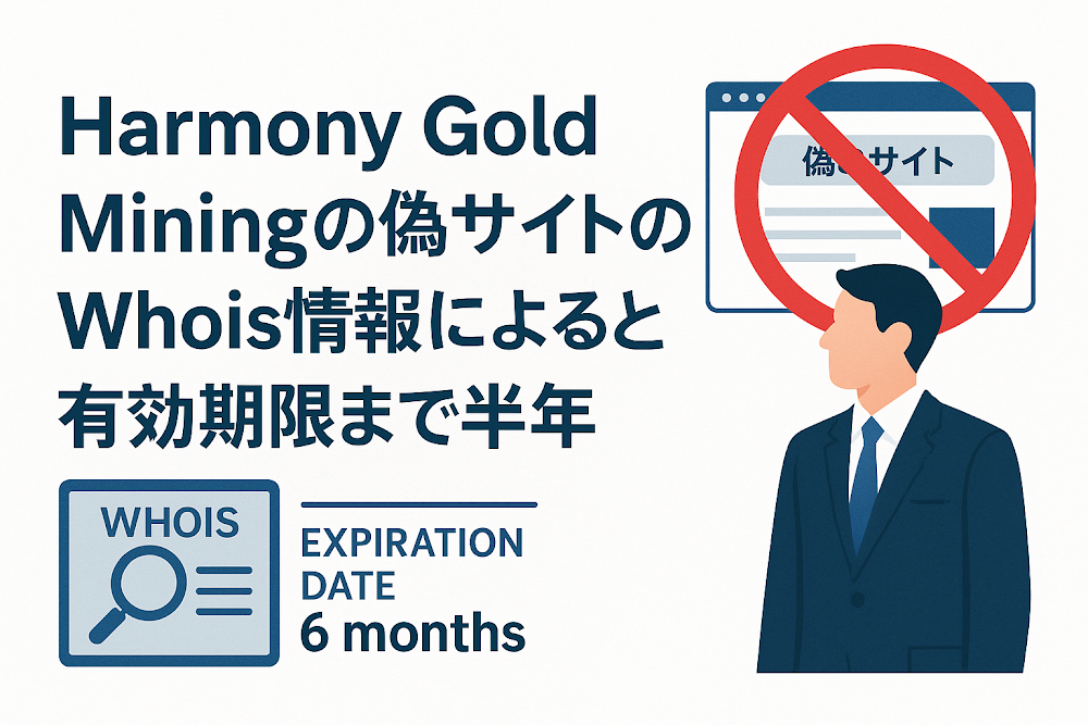 Harmony Gold Miningの偽サイトのWhois情報によると有効期限まで半年