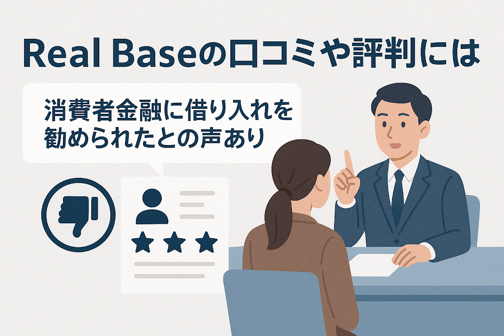 Real Base(real-base.net)の口コミや評判には「消費者金融に借り入れを勧められた」との声あり