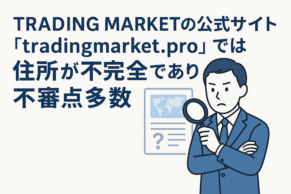 TRADING MARKET(tradingmarket.pro)では住所が不完全であり不審点多数