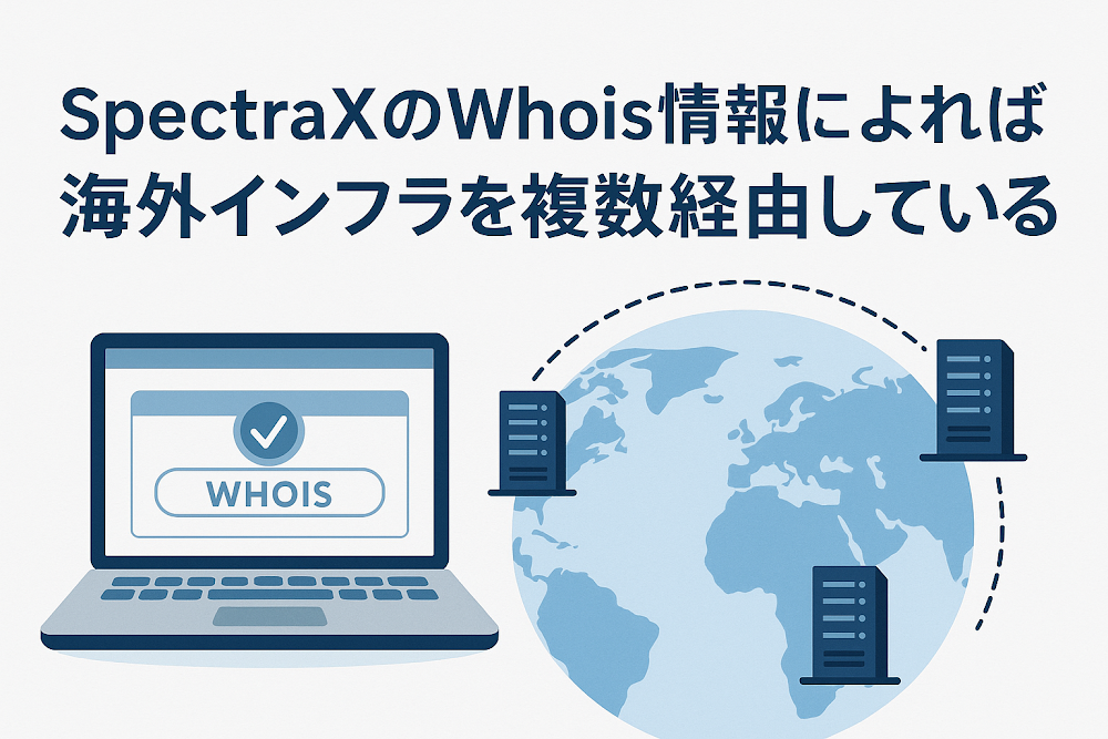 SpectraXのWhois情報によれば海外インフラを複数経由している