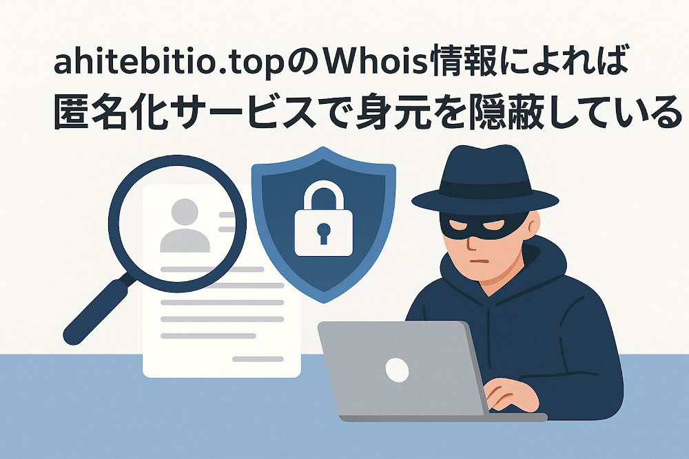 ahitebitio.topのWhois情報によれば匿名化サービスで身元を隠蔽している