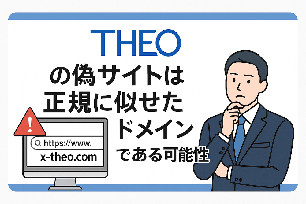 THEOの偽サイトは正規に似せた、あるいは無作為なドメインを利用している可能性