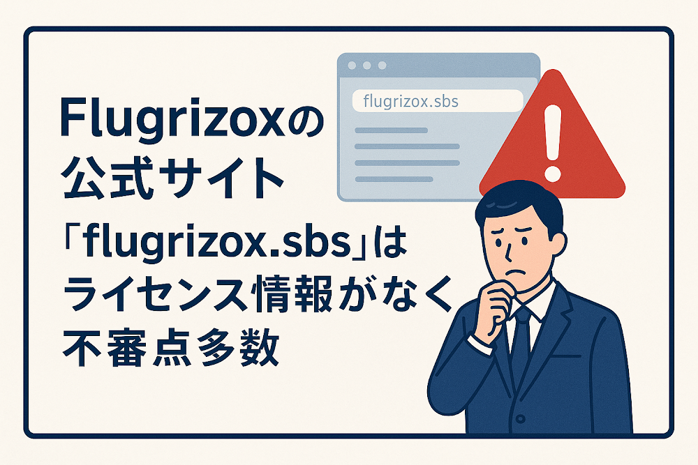 Flugrizoxの公式サイト「flugrizox.sbs」はライセンス情報がなく不審点多数