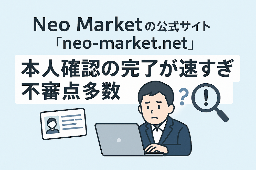 Neo Market(ネオマーケット)の公式サイト「neo-market.net」は本人確認の完了が速すぎ不審点多数