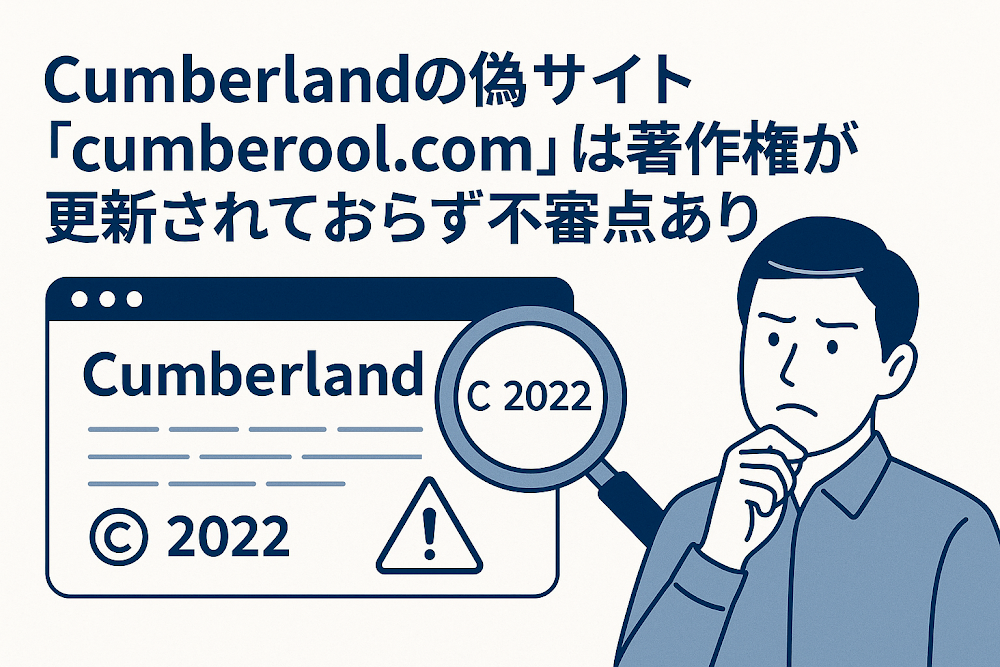Cumberlandの偽サイト「cumberool.com」は著作権が更新されておらず不審点あり