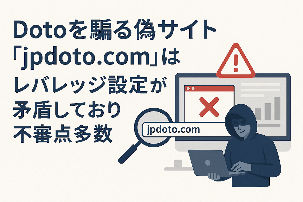 Dotoを騙る偽サイト「jpdoto.com」はレバレッジ設定が矛盾しており不審点多数