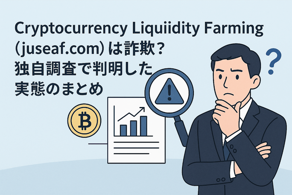 Cryptocurrency Liquidity Farming(juseaf.com)は詐欺?独自調査で判明した実態のまとめ