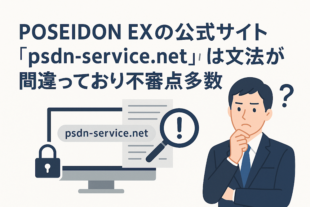 POSEIDON EXの公式サイト「psdn-service.net」は文法が間違っており不審点多数