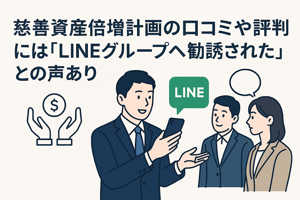 慈善資産倍増計画の口コミや評判には「LINEグループへ勧誘された」との声あり