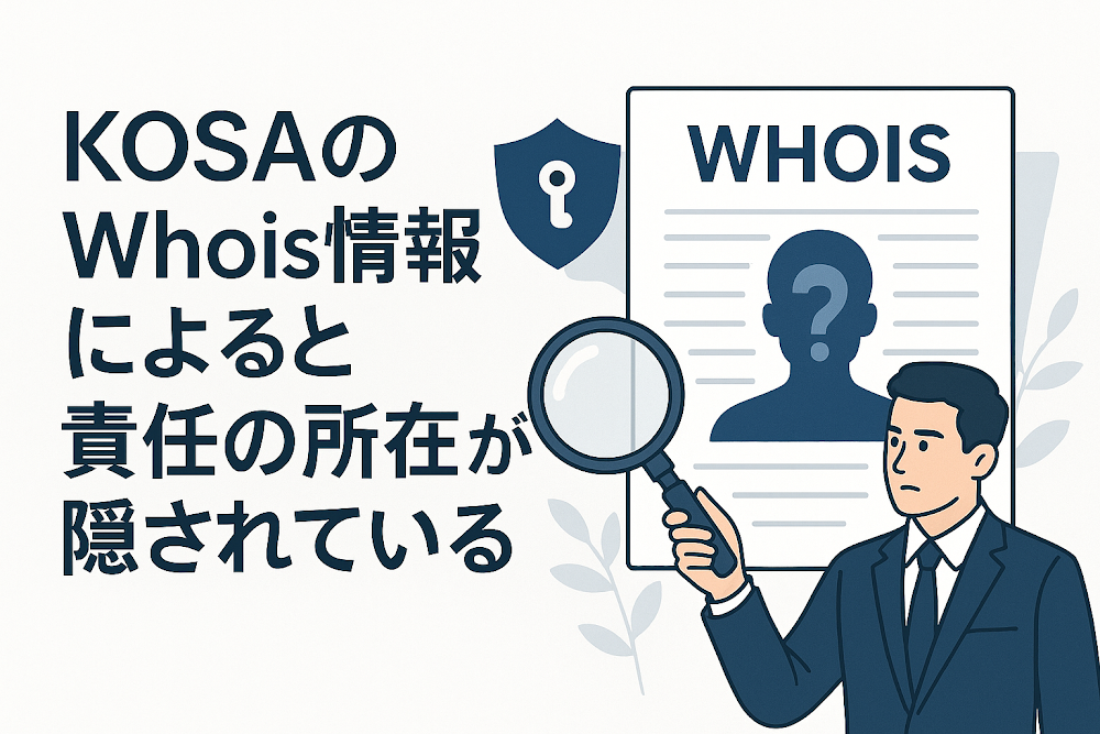 KOSA（kosa-tech.com）のWhois情報によると責任の所在が隠されている