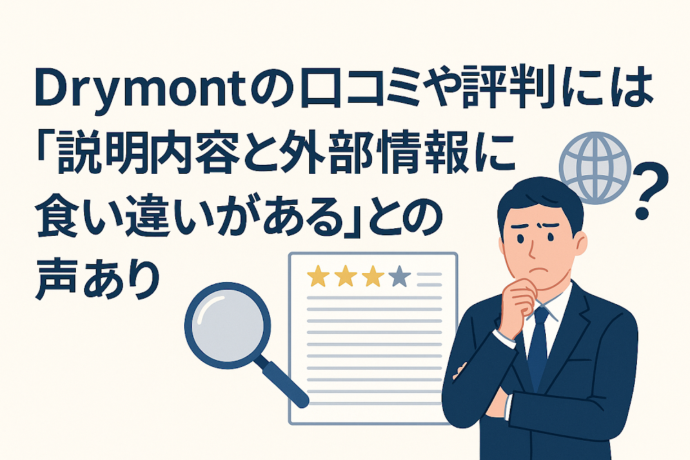 Drymont（gixmax.pro）の口コミや評判には「説明内容と外部情報に食い違いがある」との声あり