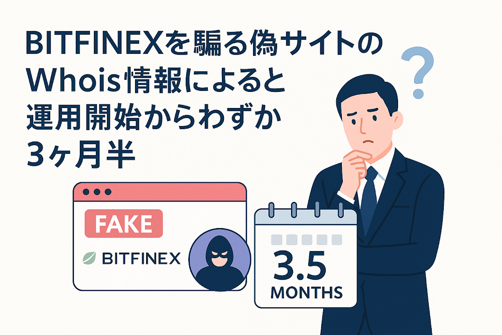 BITFINEXを騙る偽サイト(bitusdt93-jp.com)のWhois情報によると運用開始からわずか3ヶ月半