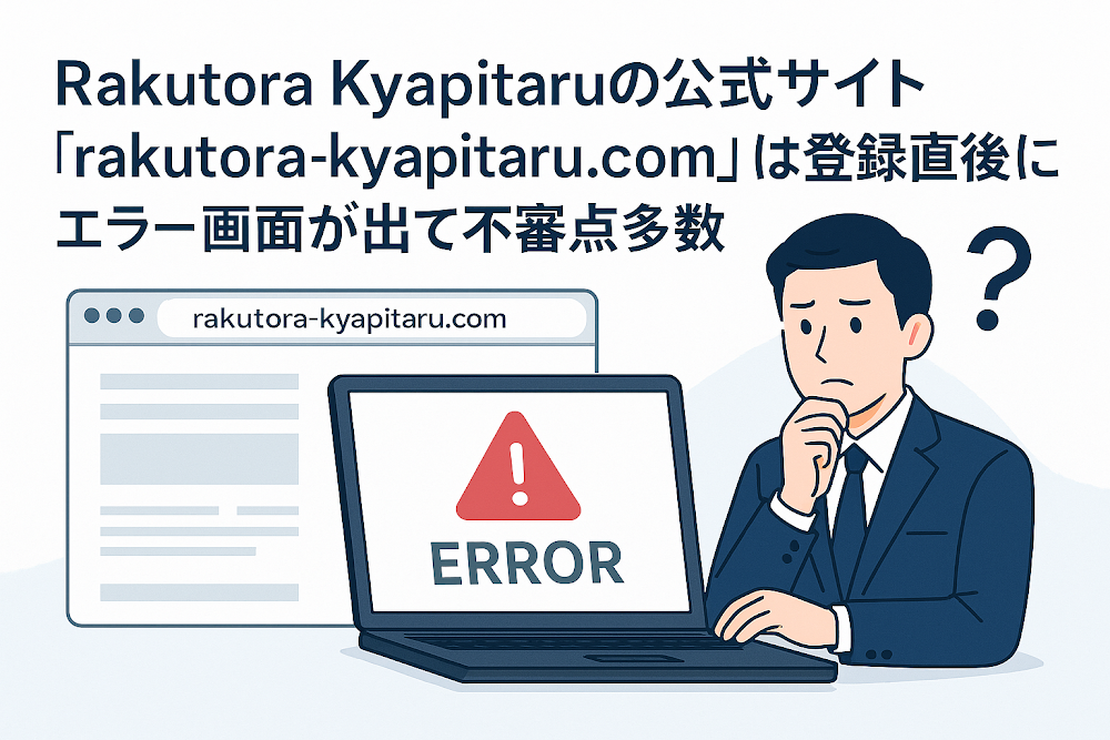 Rakutora Kyapitaruの公式サイト「rakutora-kyapitaru.com」は登録直後にエラー画面が出て不審点多数