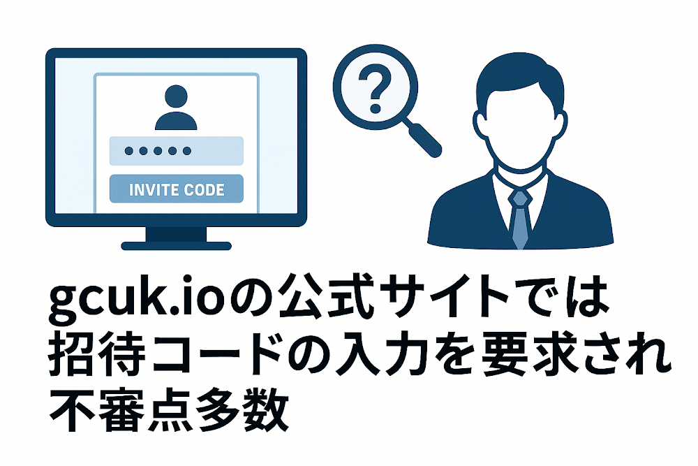 gcuk.ioの公式サイトでは招待コードの入力を要求され不審点多数