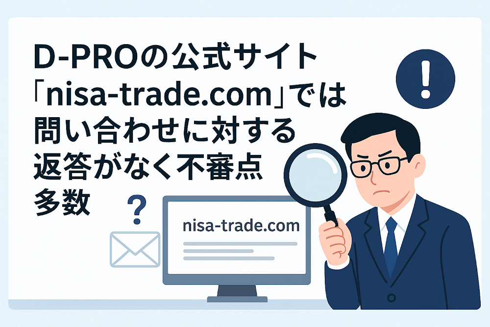D-PROの公式サイト「nisa-trade.com」では問い合わせに対する返答がなく不審点多数