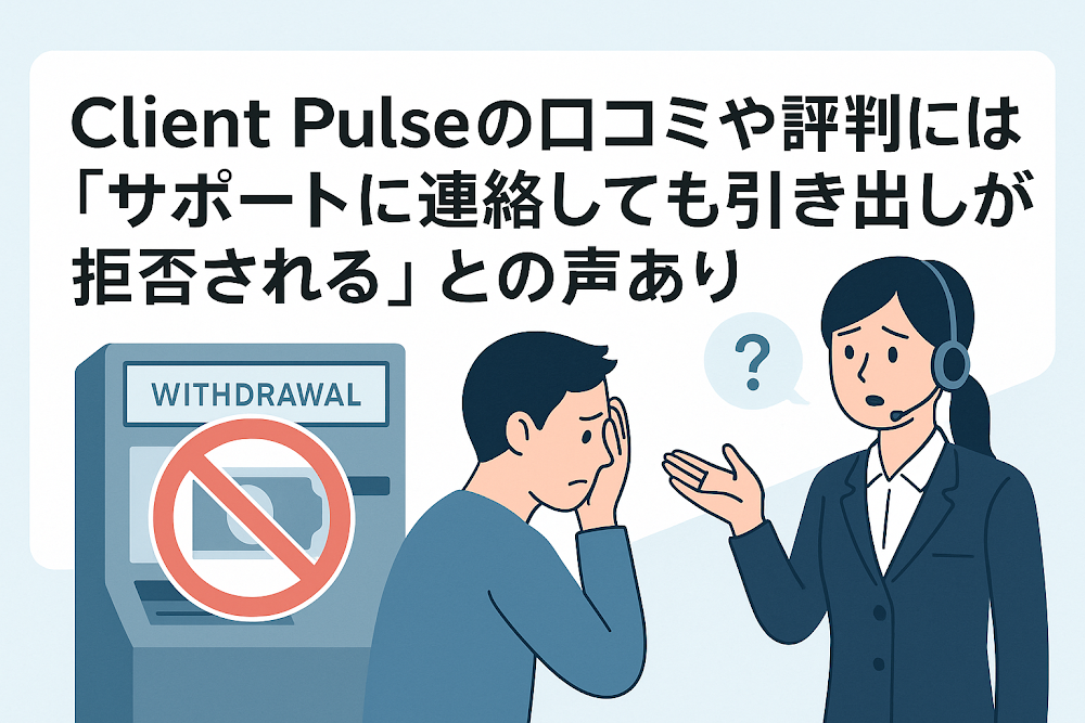 Client Pulseの口コミや評判には「サポートに連絡しても引き出しが拒否される」との声あり