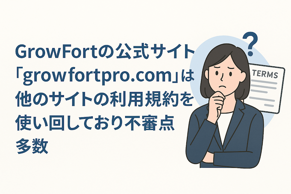 GrowFortの公式サイト「growfortpro.com」は他のサイトの利用規約を使い回しており不審点多数
