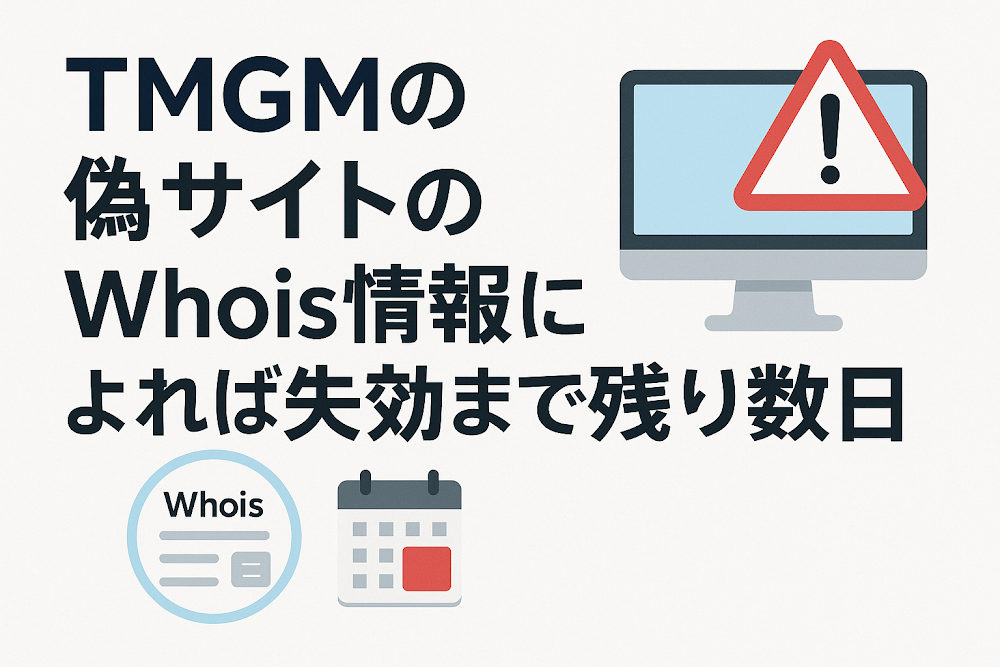 TMGMの偽サイトのWhois情報によれば失効まで残り数日