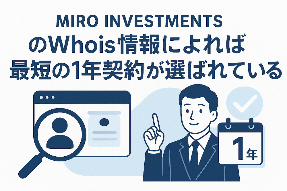 MIRO INVESTMENTSのWhois情報によれば最短の1年契約が選ばれている