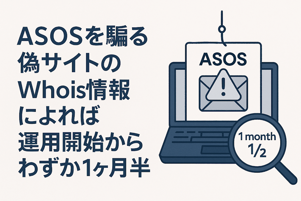 ASOSを騙る偽サイトのWhois情報によれば運用開始からわずか１ヶ月半