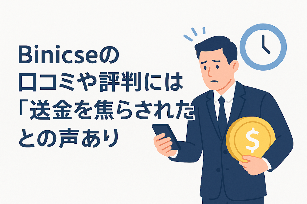 Binicseの口コミや評判には「送金を焦らされた」との声あり