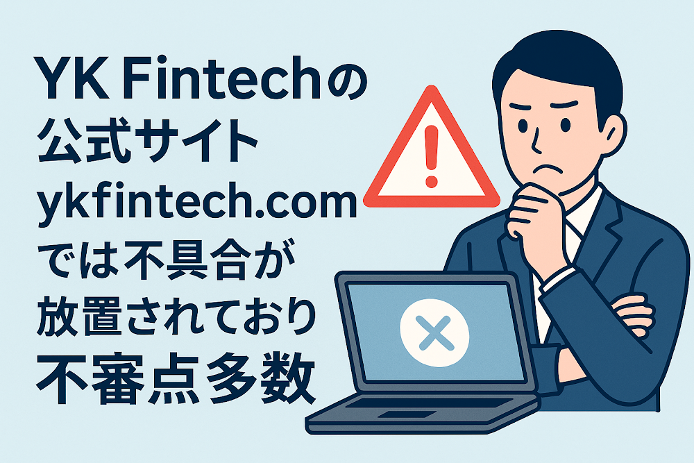 YK Fintechの公式サイト「ykfintech.com」では不具合が放置されており不審点多数