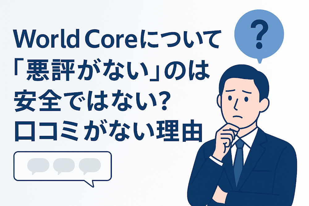 World Coreについて「悪評がない」のは安全ではない?口コミがない理由