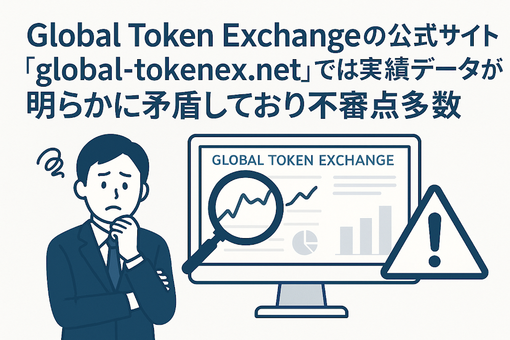Global Token Exchangeの公式サイト「global-tokenex.net」では実績データが明らかに矛盾しており不審点多数