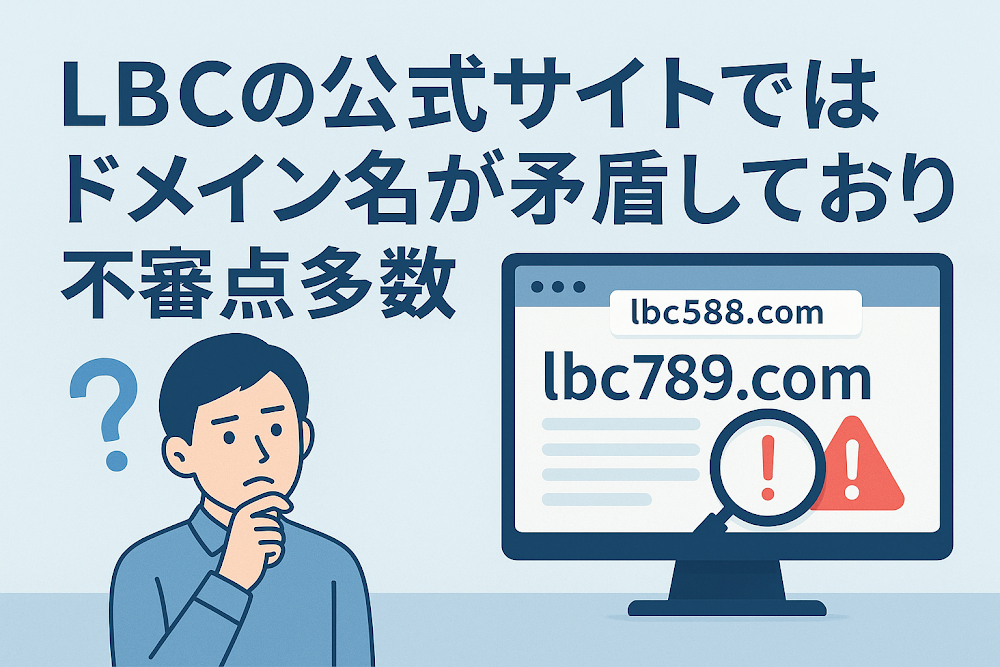 LBC(lbc588.com)の公式サイトではドメイン名が矛盾しており不審点多数