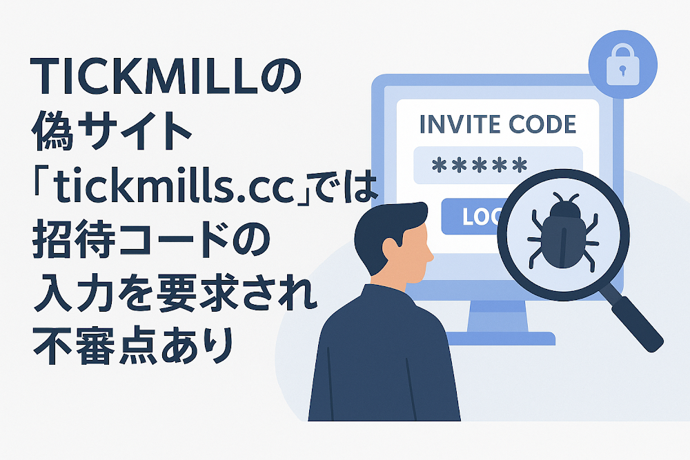 TICKMILLの偽サイト「tickmills.cc」では招待コードの入力を要求され不審点あり
