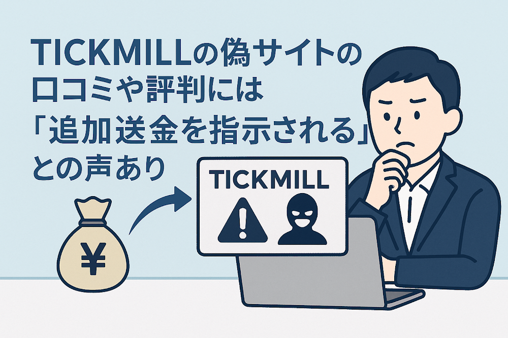 TICKMILLの偽サイトの口コミや評判には「追加送金を指示される」との声あり