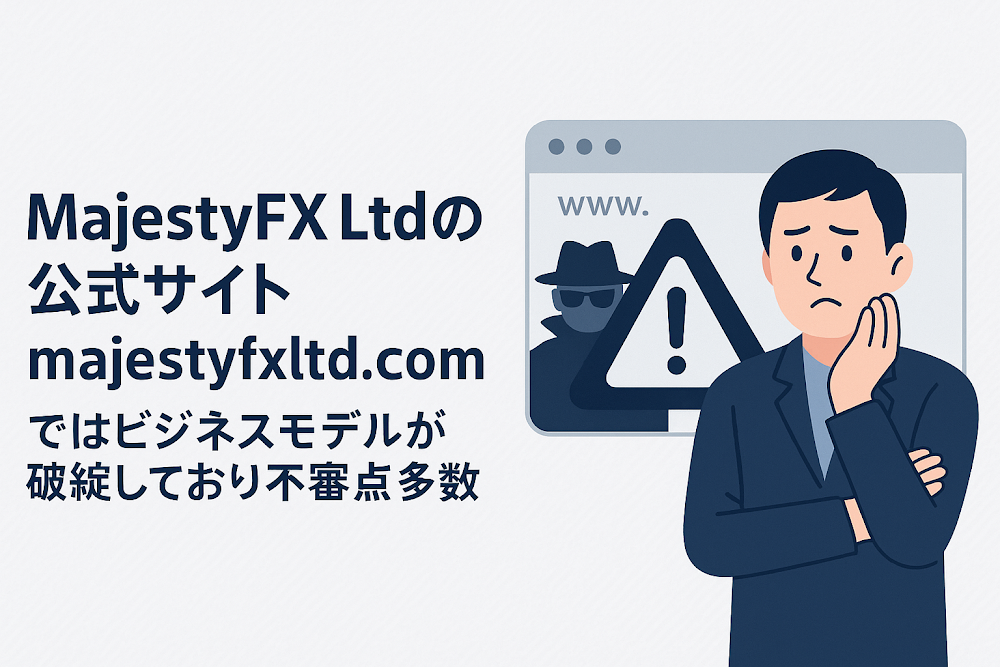MajestyFX Ltdの公式サイト「majestyfxltd.com」ではビジネスモデルが破綻しており不審点多数