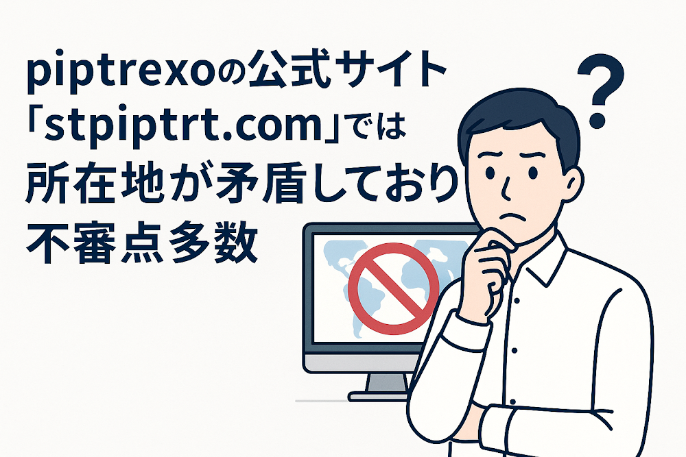 piptrexoの公式サイト「stpiptrt.com」では所在地が矛盾しており不審点多数