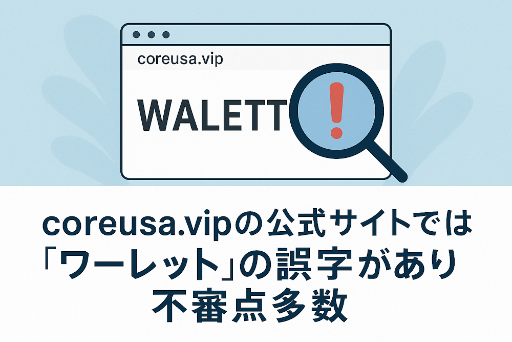 coreusa.vipの公式サイトでは「ワーレット」の誤字があり不審点多数