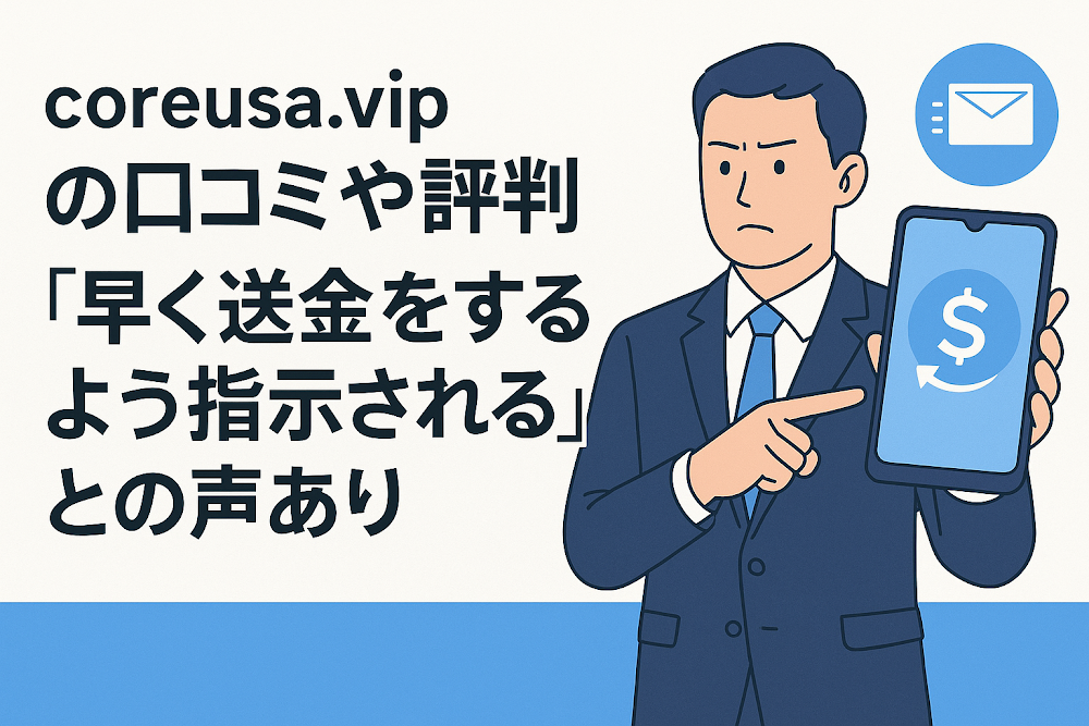 coreusa.vipの口コミや評判には「早く送金をするよう指示される」との声あり