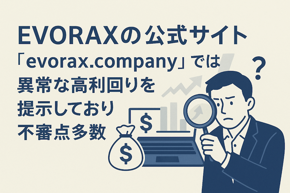 EVORAXの公式サイト「evorax.company」では異常な高利回りを提示しており不審点多数
